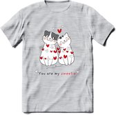 You Are My Sweety - Valentijn T-Shirt | Grappig Valentijnsdag Cadeautje voor Hem en Haar | Dames - Heren - Unisex | Kleding Cadeau | - Licht Grijs - Gemaleerd - 3XL