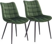 Polaza Home® Eetkamerstoelen set van 2 – Eetkamerstoel – Eetkamerstoelen – Eetkamerstoel Velvet - Groen