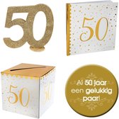 5-delige set voor een 50e verjaardig of gouden jubileum - jubileum - huwelijk - 50 - goud - 50 jaar getrouwd