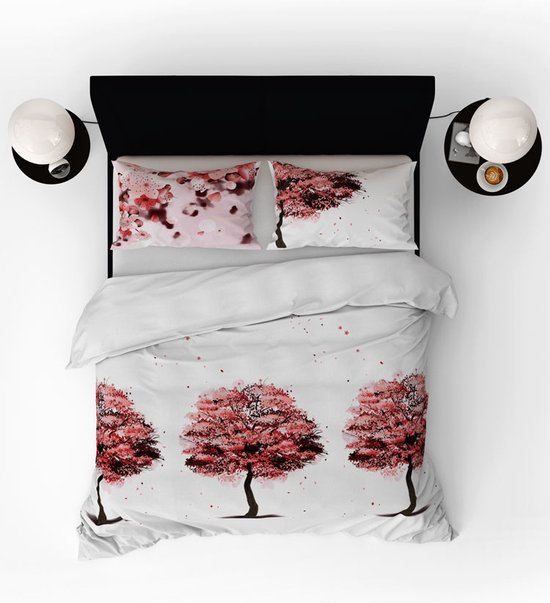Refined Bedding Housse de couette Cherry Blossom Rouge 2 personnes 200 x 200/220