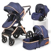 Belecoo Luxe 3 in 1 Kinderwagen - Multifunctioneel - Buggy - Opklapbaar - Baby’s - Wandelwagen - Autostoel - Blauw