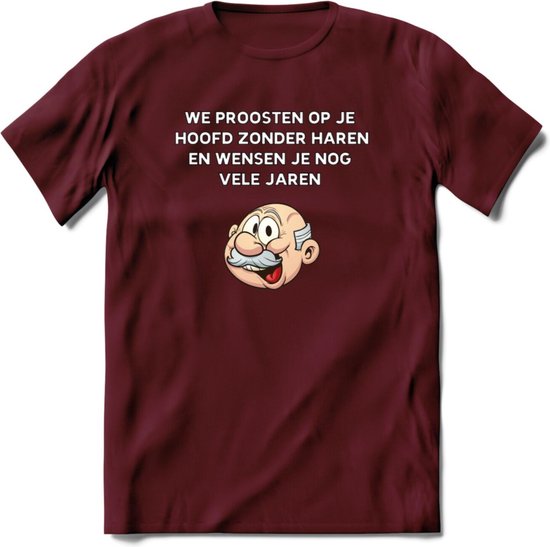 Foto: We proosten op je hoofd zonder haren t shirt grappig abraham 50 jaar verjaardag kleding cadeau dames heren burgundy l