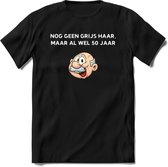 Nog geen grijs haar maar wel 50 jaar T-Shirt | Grappig Abraham 50 Jaar Verjaardag Kleding Cadeau | Dames – Heren - Zwart - L