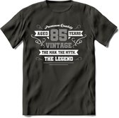 85 Jaar Legend T-Shirt | Zilver - Wit | Grappig Verjaardag en Feest Cadeau | Dames - Heren - Unisex | Kleding Kado | - Donker Grijs - XL