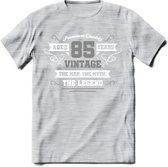 85 Jaar Legend T-Shirt | Zilver - Wit | Grappig Verjaardag en Feest Cadeau | Dames - Heren - Unisex | Kleding Kado | - Licht Grijs - Gemaleerd - M