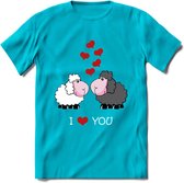 I Love You - Valentijn T-Shirt | Grappig Valentijnsdag Cadeautje voor Hem en Haar | Dames - Heren - Unisex | Kleding Cadeau | - Blauw - XXL