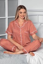 Seamlife Homewear - Dames Pyjama Set - BIO- Kort - Terracotta - (XS)