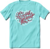 You Make My Heart Glow - Valentijn T-Shirt | Grappig Valentijnsdag Cadeautje voor Hem en Haar | Dames - Heren - Unisex | Kleding Cadeau | - Licht Blauw - XXL