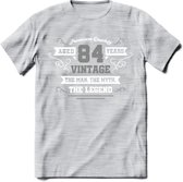 84 Jaar Legend T-Shirt | Zilver - Wit | Grappig Verjaardag en Feest Cadeau | Dames - Heren - Unisex | Kleding Kado | - Licht Grijs - Gemaleerd - S