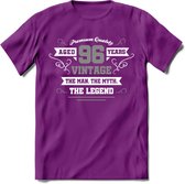 96 Jaar Legend T-Shirt | Zilver - Wit | Grappig Verjaardag en Feest Cadeau | Dames - Heren - Unisex | Kleding Kado | - Paars - M