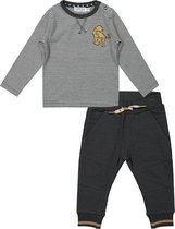 Dirkje - kledingset - 2delig - Broek Antracite Bruin - Shirt gestreept - Maat 80