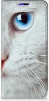 Bookcover Geschikt voor Samsung Galaxy A13 5G | Geschikt voor Samsung Galaxy A04s Smart Case Witte Kat