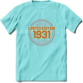 1931 Limited Edition Ring T-Shirt | Zilver - Goud | Grappig Verjaardag en Feest Cadeau Shirt | Dames - Heren - Unisex | Tshirt Kleding Kado | - Licht Blauw - XXL