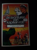 Couverture de livre avec le titre 'de avonturen van kapitein rob' et des illustrations d'un voilier, d'un chien et de personnages d'aventure.