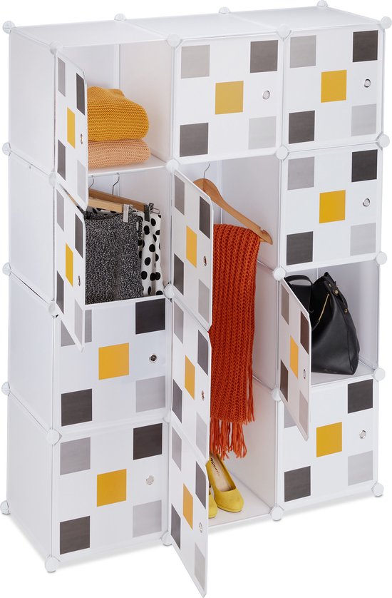 Armoire Relaxdays - 8 compartiments - armoire à compartiments peu profonde - armoire pour enfants - système de clic