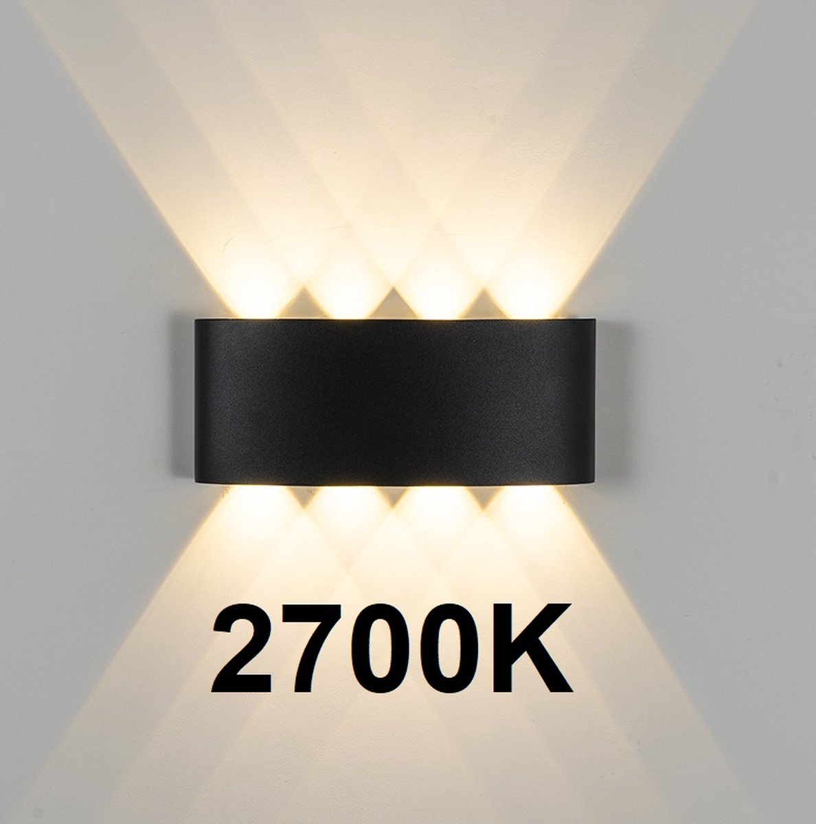Wandlamp voor binnen en buiten - Buitenlamp - Ovaal - 2700k - Zwart - 22x8x4cm