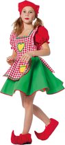 Wilbers & Wilbers - Dwerg & Kabouter Kostuum - Vrolijk Kaboutermeisje Sprookjesbos Kostuum - Rood, Groen, Multicolor - Maat 152 - Carnavalskleding - Verkleedkleding
