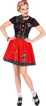 Widmann - Jaren 50 Kostuum - Poedel Meisje Jaren 50 - Vrouw - rood,zwart - XS - Carnavalskleding - Verkleedkleding