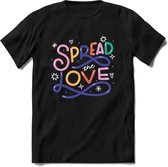 Spread Love | Pride T-Shirt | Grappig LHBTIQ+ / LGBTQ / Gay / Homo / Lesbi Cadeau Shirt | Dames - Heren - Unisex | Tshirt Kleding Kado | - Zwart - 3XL