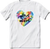 Love Is Love | Pride T-Shirt | Grappig LHBTIQ+ / LGBTQ / Gay / Homo / Lesbi Cadeau Shirt | Dames - Heren - Unisex | Tshirt Kleding Kado | - Wit - XL