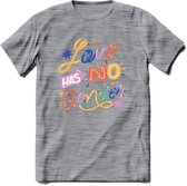 Love Has No Gender | Pride T-Shirt | Grappig LHBTIQ+ / LGBTQ / Gay / Homo / Lesbi Cadeau Shirt | Dames - Heren - Unisex | Tshirt Kleding Kado | - Donker Grijs - Gemaleerd - M