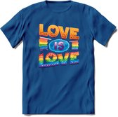 Love Is Love | Pride T-Shirt | Grappig LHBTIQ+ / LGBTQ / Gay / Homo / Lesbi Cadeau Shirt | Dames - Heren - Unisex | Tshirt Kleding Kado | - Donker Blauw - XXL