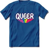 Queer | Pride T-Shirt | Grappig LHBTIQ+ / LGBTQ / Gay / Homo / Lesbi Cadeau Shirt | Dames - Heren - Unisex | Tshirt Kleding Kado | - Donker Blauw - XXL