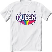 Queer | Pride T-Shirt | Grappig LHBTIQ+ / LGBTQ / Gay / Homo / Lesbi Cadeau Shirt | Dames - Heren - Unisex | Tshirt Kleding Kado | - Wit - M