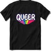 Queer | Pride T-Shirt | Grappig LHBTIQ+ / LGBTQ / Gay / Homo / Lesbi Cadeau Shirt | Dames - Heren - Unisex | Tshirt Kleding Kado | - Zwart - M