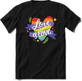 Love Is Love | Pride T-Shirt | Grappig LHBTIQ+ / LGBTQ / Gay / Homo / Lesbi Cadeau Shirt | Dames - Heren - Unisex | Tshirt Kleding Kado | - Zwart - XXL