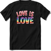 Love Is Love | Pride T-Shirt | Grappig LHBTIQ+ / LGBTQ / Gay / Homo / Lesbi Cadeau Shirt | Dames - Heren - Unisex | Tshirt Kleding Kado | - Zwart - S