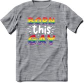 Born This Gay | Pride T-Shirt | Grappig LHBTIQ+ / LGBTQ / Gay / Homo / Lesbi Cadeau Shirt | Dames - Heren - Unisex | Tshirt Kleding Kado | - Donker Grijs - Gemaleerd - XXL