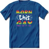 Born This Gay | Pride T-Shirt | Grappig LHBTIQ+ / LGBTQ / Gay / Homo / Lesbi Cadeau Shirt | Dames - Heren - Unisex | Tshirt Kleding Kado | - Donker Blauw - L