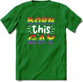 Born This Gay | Pride T-Shirt | Grappig LHBTIQ+ / LGBTQ / Gay / Homo / Lesbi Cadeau Shirt | Dames - Heren - Unisex | Tshirt Kleding Kado | - Donker Groen - M