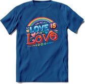 Love Is Love | Pride T-Shirt | Grappig LHBTIQ+ / LGBTQ / Gay / Homo / Lesbi Cadeau Shirt | Dames - Heren - Unisex | Tshirt Kleding Kado | - Donker Blauw - XL