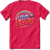 Love Is Love | Pride T-Shirt | Grappig LHBTIQ+ / LGBTQ / Gay / Homo / Lesbi Cadeau Shirt | Dames - Heren - Unisex | Tshirt Kleding Kado | - Roze - L