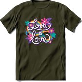 Love Is Love | Pride T-Shirt | Grappig LHBTIQ+ / LGBTQ / Gay / Homo / Lesbi Cadeau Shirt | Dames - Heren - Unisex | Tshirt Kleding Kado | - Leger Groen - L