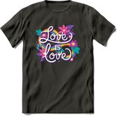 Love Is Love | Pride T-Shirt | Grappig LHBTIQ+ / LGBTQ / Gay / Homo / Lesbi Cadeau Shirt | Dames - Heren - Unisex | Tshirt Kleding Kado | - Donker Grijs - M