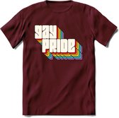 Gay Pride T-Shirt | Grappig LHBTIQ+ / LGBTQ / Gay / Homo / Lesbi Cadeau Shirt | Dames - Heren - Unisex | Tshirt Kleding Kado | - Burgundy - L
