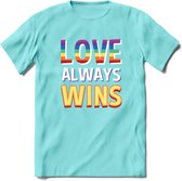 Love Wins | Pride T-Shirt | Grappig LHBTIQ+ / LGBTQ / Gay / Homo / Lesbi Cadeau Shirt | Dames - Heren - Unisex | Tshirt Kleding Kado | - Licht Blauw - S