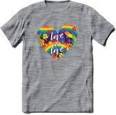 Love Is Love | Pride T-Shirt | Grappig LHBTIQ+ / LGBTQ / Gay / Homo / Lesbi Cadeau Shirt | Dames - Heren - Unisex | Tshirt Kleding Kado | - Donker Grijs - Gemaleerd - S