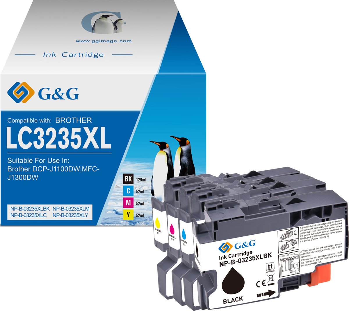 G&G LC3235XL Huismerk Inktcartridge Alternatief voor Brother LC-3233 LC-3235XL multipack Hoge Capaciteit