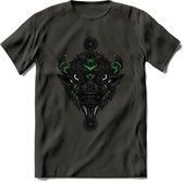 Bizon - Dieren Mandala T-Shirt | Groen | Grappig Verjaardag Zentangle Dierenkop Cadeau Shirt | Dames - Heren - Unisex | Wildlife Tshirt Kleding Kado | - Donker Grijs - M
