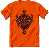 Bizon - Dieren Mandala T-Shirt | Rzoe | Grappig Verjaardag Zentangle Dierenkop Cadeau Shirt | Dames - Heren - Unisex | Wildlife Tshirt Kleding Kado | - Oranje - XXL