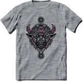 Bizon - Dieren Mandala T-Shirt | Rzoe | Grappig Verjaardag Zentangle Dierenkop Cadeau Shirt | Dames - Heren - Unisex | Wildlife Tshirt Kleding Kado | - Donker Grijs - Gemaleerd - 3