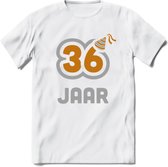 36 Jaar Feest T-Shirt | Goud - Zilver | Grappig Verjaardag Cadeau Shirt | Dames - Heren - Unisex | Tshirt Kleding Kado | - Wit - XXL