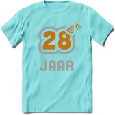 28 Jaar Feest T-Shirt | Goud - Zilver | Grappig Verjaardag Cadeau Shirt | Dames - Heren - Unisex | Tshirt Kleding Kado | - Licht Blauw - M