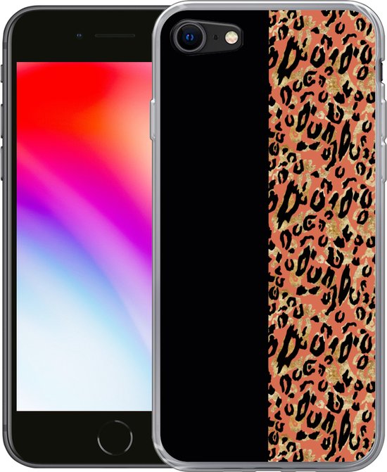 Coque iPhone 7 - Imprimé Panthère - Goud - Zwart - Siliconen