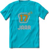 17 Jaar Feest T-Shirt | Goud - Zilver | Grappig Verjaardag Cadeau Shirt | Dames - Heren - Unisex | Tshirt Kleding Kado | - Blauw - M