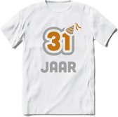 31 Jaar Feest T-Shirt | Goud - Zilver | Grappig Verjaardag Cadeau Shirt | Dames - Heren - Unisex | Tshirt Kleding Kado | - Wit - XXL